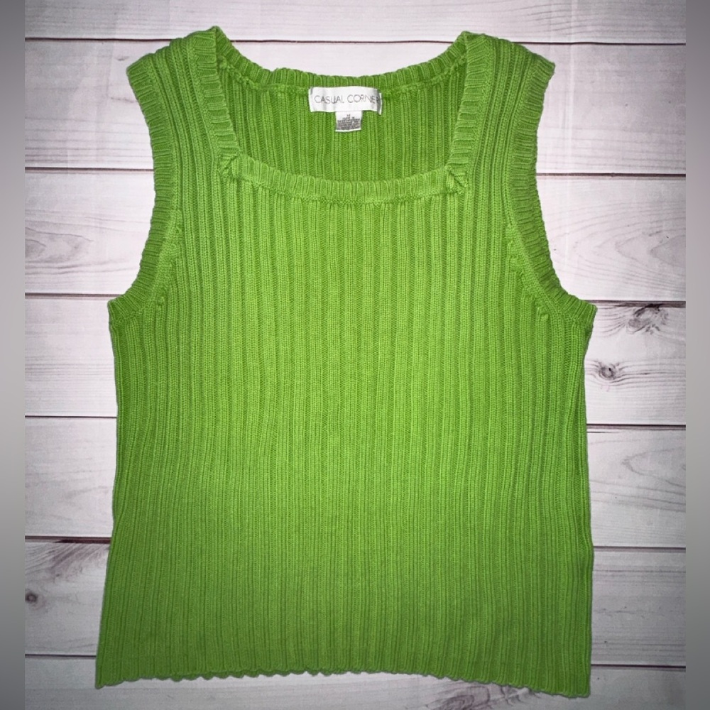 Vintage Green Ribbed Sleeveless Top